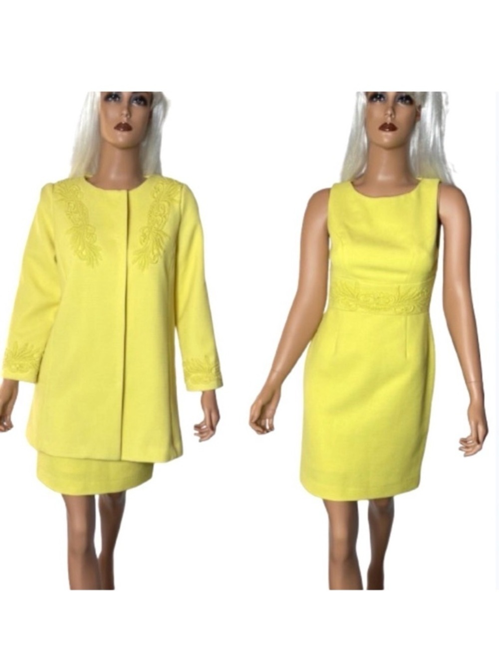 DARLING Abigail 60s Mod Yellow Textured Lace Coat & Dress Set Small/Medium vibe - Picture 16 of 16